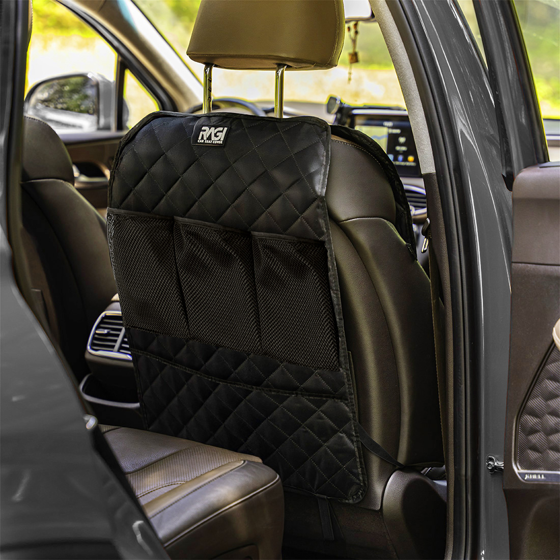 Mata Ochronna pod Fotelik Samochodowy Pokrowiec Osłona Fotela 2w1 Organizer KIESZENIE - obrazek 3