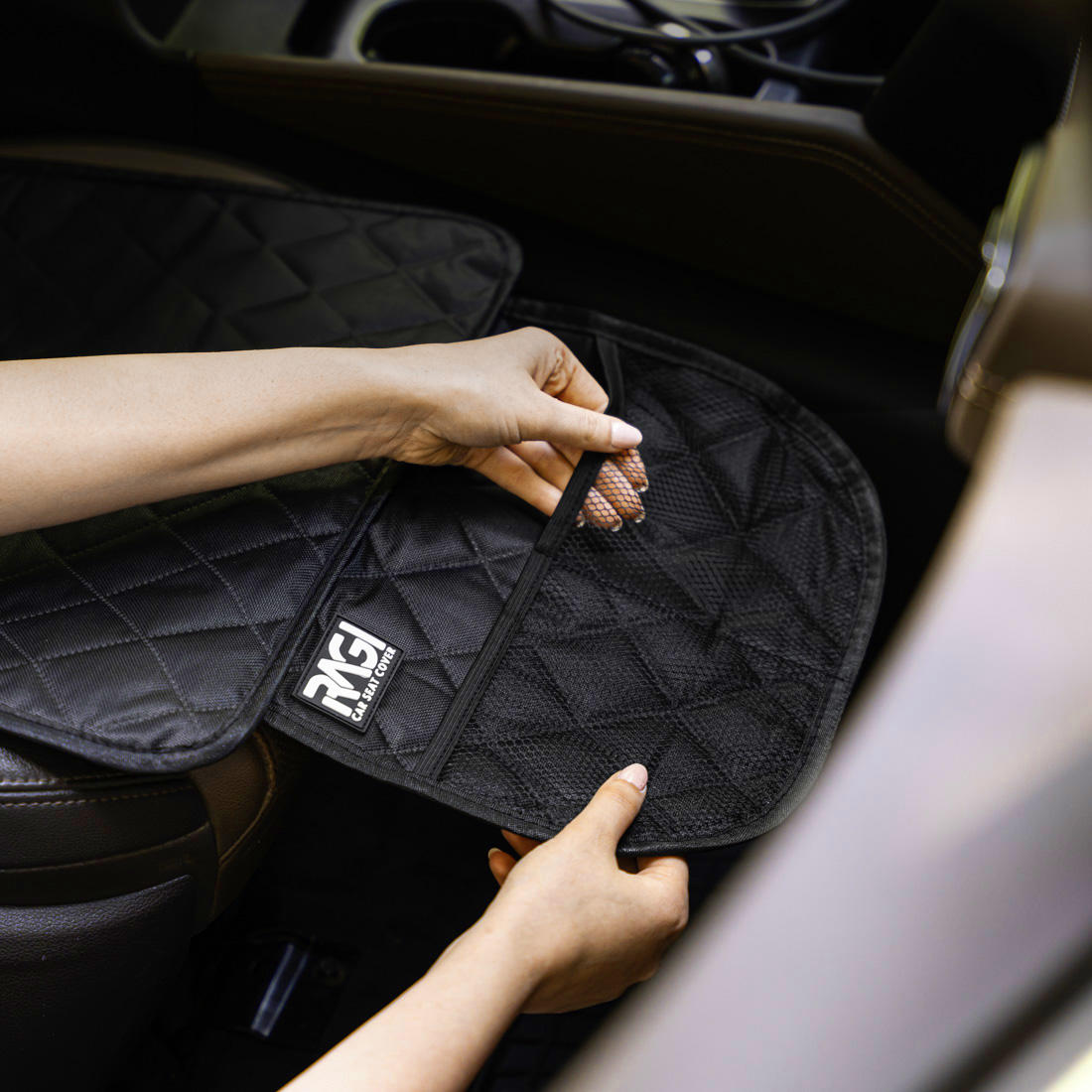 Mata Ochronna pod Fotelik Samochodowy Pokrowiec Osłona Fotela 2w1 Organizer KIESZENIE - obrazek 7